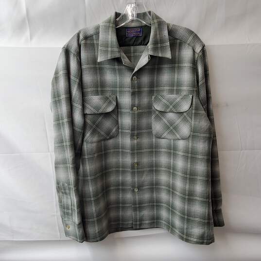 Pendleton Green & White Plaid Button Down Shirt Size M image number 1