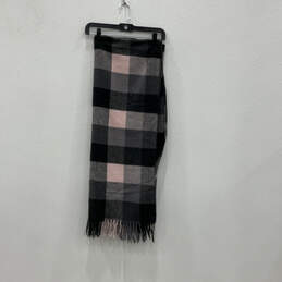 NWT Womens Gray Pink Check Reversible Fringe Hem Casual Rectangle Scarf