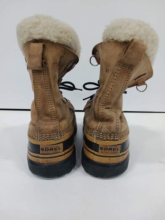 Sorel Women's Brown And Black Rubber And Leather Caribou Boots Size 8 image number 4