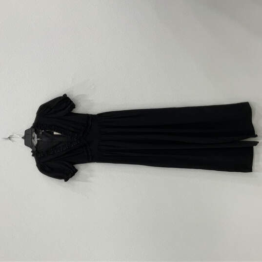NWT Womens Black Short Puff Sleeve V-Neck Back Zip Maxi Dress Size XS image number 1