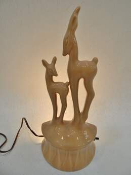 Vtg KRON 1950s Deer & Fawn TV Lamp Night Light Art Deco Texas Inc.
