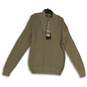 NWT Mens Brown Knitted Henley Neck Long Sleeve Pullover Sweater Large image number 1