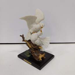 Fineart Collection Pigeon Porcelain Figurine on Wooden Base