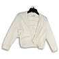 Womens White Long Sleeve Knitted Open Front Cardigan Sweater Size Medium image number 1