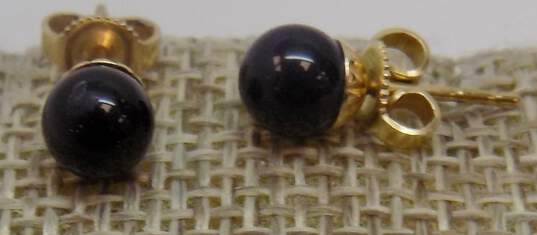14K Gold Onyx Ball & Etched & Sandblasted Textured Abstract Drop Post Earrings Variety 2.0g image number 5
