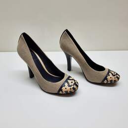 Tory Burch Pump Classic Sylvia Linen Pump Shoes Size 7.5