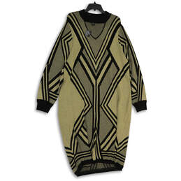 NWT Womens Black Gold Crew Neck Long Sleeve Sweater Dress Size 26/28