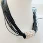 Simon Sebag Designs 925 Modernist Electroform Abstract Tube Pendant Multi Strand Black Cord Necklace 51.7g image number 2