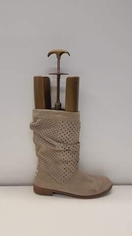 Toms Serra Perforated Slouch Boots Beige 9