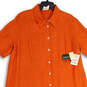 NWT Womens Orange Collared Short Sleeve Button Front Shirt Dress Size XL image number 3