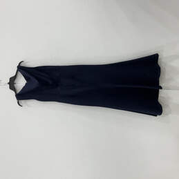 Womens Blue Pleated Round Neck Sleeveless Back Zip Maxi Dress Size 10P alternative image