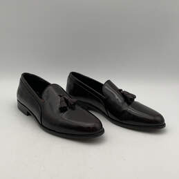 Mens Brown Purple Leather Tassel Slip On Loafer Dress Shoes Size 10.5 D alternative image