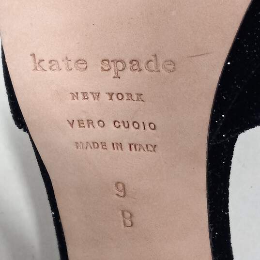 Kate Spade NY Briana Black Velvet Feel Sparkle Platform Block Heels Size 9M image number 7