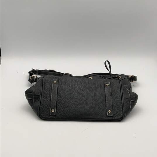Womens Black Leather Inner Outer Zipper Pocket Drawstring Bucket Bag Purse image number 3