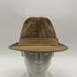 Mens Beige Genuine Suede Leather Feather Belted Fedora Hat Size 7.5 M image number 4