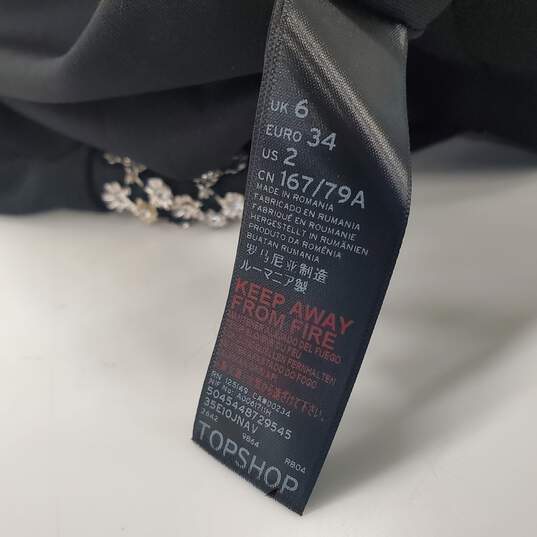 Topshop Women's Black Embellished Crystal Choker V-Neck Stretch Dress Size 2 NWT image number 5