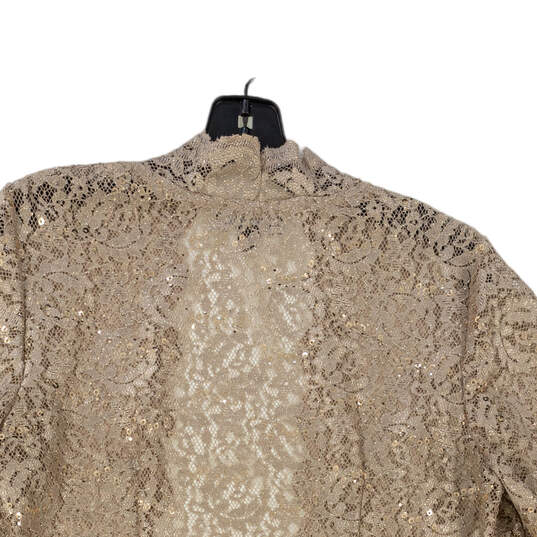 Womens Gold 3/4 Sleeve Sequined Lace Tunic Blouse Top Size 10 P image number 4