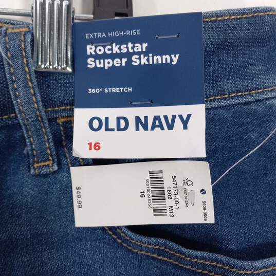 Old Navy Rockstar Super Skinny Extra High Rise Stretch Blue Jeans Size 16 NWT image number 3