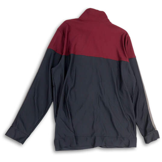 Mens Red Black Mock Neck Long Sleeve Full-Zip Track Jacket Size XXL image number 2