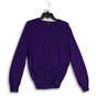 Mens Purple Knitted V-Neck Long Sleeve Pullover Sweater Size Medium image number 1