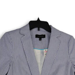 NWT Women's Blue White Striped Notch Lapel One-Button Blazer Size 4