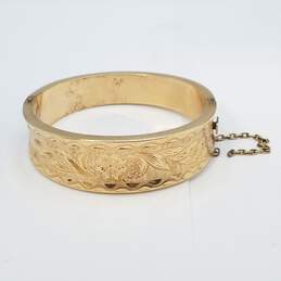 14K Gold Chiseled Hinge Bangle Bracelet Damage 38.4g