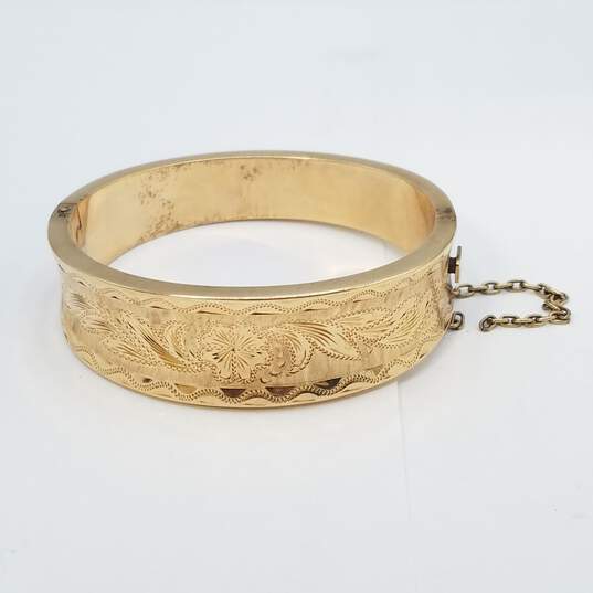 14K Gold Chiseled Hinge Bangle Bracelet Damage 38.4g image number 1