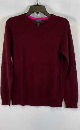 NWT Charter Club Womens Burgundy Crew Neck Cashmere Pullover Sweater Size M
