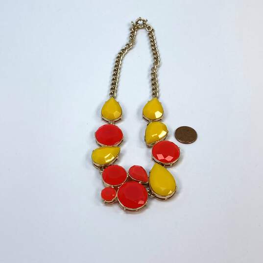 Designer J. Crew Gold-Tone Yellow Coral Link Chain Statement Necklace image number 3
