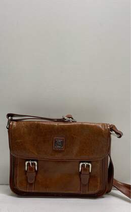 Giani Bernini Leather Double Pocket Crossbody Brown