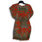 NWT Womens Multicolor Paisley Cap Sleeve V-Neck Pullover Mini Dress Size XL image number 2