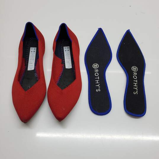 WOMEN'S ROTHY'S 'THE POINT' CHILI RED BALLET FLATS SIZE 6.5 image number 2