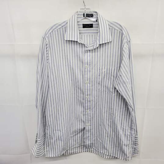 Christian Dior Monsieur Blue Striped Cotton Blend Button Up Shirt Men's Size 16-33 AUTHENTICATED image number 2