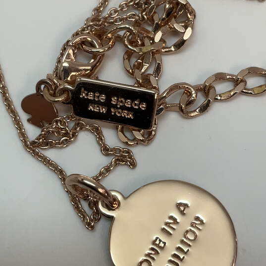 Designer Kate Spade Gold-Tone Link Chain Round Shape Pendant Necklace image number 4