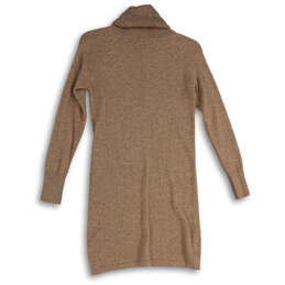 Womens Tan Tight-Knit Turtleneck Long Sleeve Sweater Dress Size Small