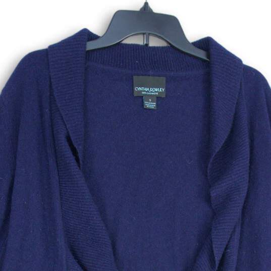 Cynthia Rowley Womens Navy Blue Long Sleeve Open Front Cardigan Sweater Size S image number 3