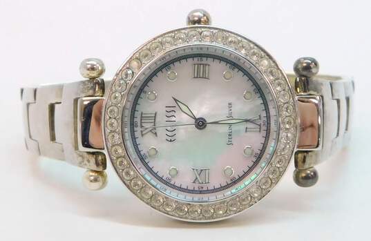 Ecclissi 22340 Sterling Silver Case & Mother Of Pearl & Rhinestone Dial image number 3