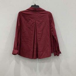 NWT Womens Red Long Sleeve Front Pocket Pleated Button-Up Jacket Size 0 alternative image