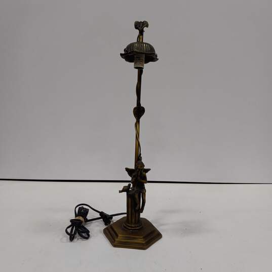Vintage Brass Cherub Lamp image number 3
