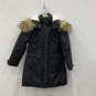 NWT Womens Black Long Sleeve Hooded Snap Winter Parka Coat Size S/P image number 1