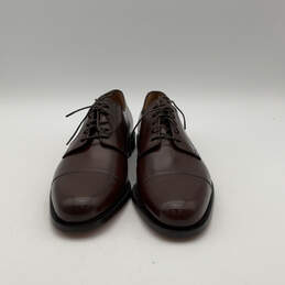 Mens 08004 Brown Leather Almond Toe Lace-Up Oxford Dress Shoes Size 10 D