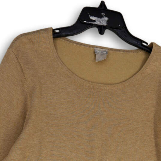 Womens Tan Mindy Shirttail Long Sleeve Round Neck Pullover Sweater Size XL image number 3