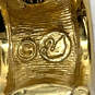 Designer Swarovski Gold-Tone Rhinestone Pave Huggie Half Hoop Earrings image number 3