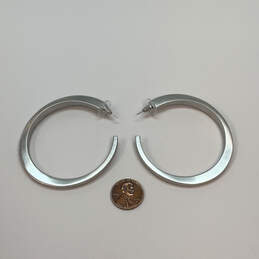 Designer Kendra Scott Silver-Tone Secure Lock Back Open Hoop Earrings