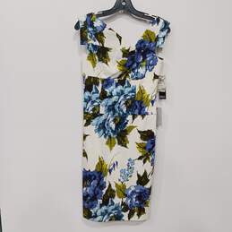Adrianna Rapell Women's Blue Floral Drape Neck Dress Size 2 NWT