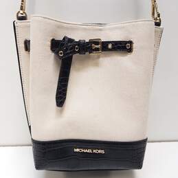Michael Kors Emilia Canvas Bucket Bag Messenger Black Cream alternative image