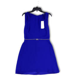 NWT Womens Blue Round Neck Sleeveless Waist Zip A-line Dress Size 3