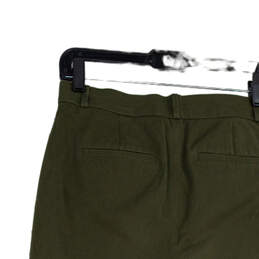 Womens Green Flat Front Welt Pocket Straight Leg Dress Pants Size 4