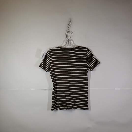 Womens Striped Short Sleeve V-Neck Pullover T-Shirt Size Medium image number 2