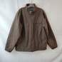 Large Size Brown with Blue Quilted Liner Front Zipper Coat image number 1